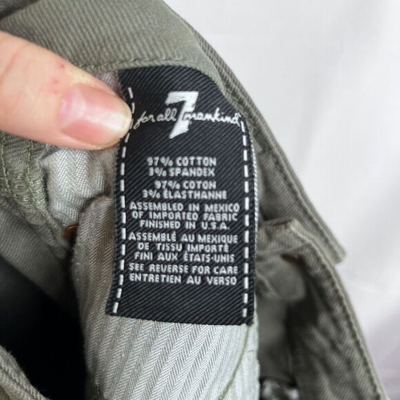 7 for All Mankind Army Green Raw Ankle Skinny Jean Destructed Knee Size 25 - Picture 6 of 12